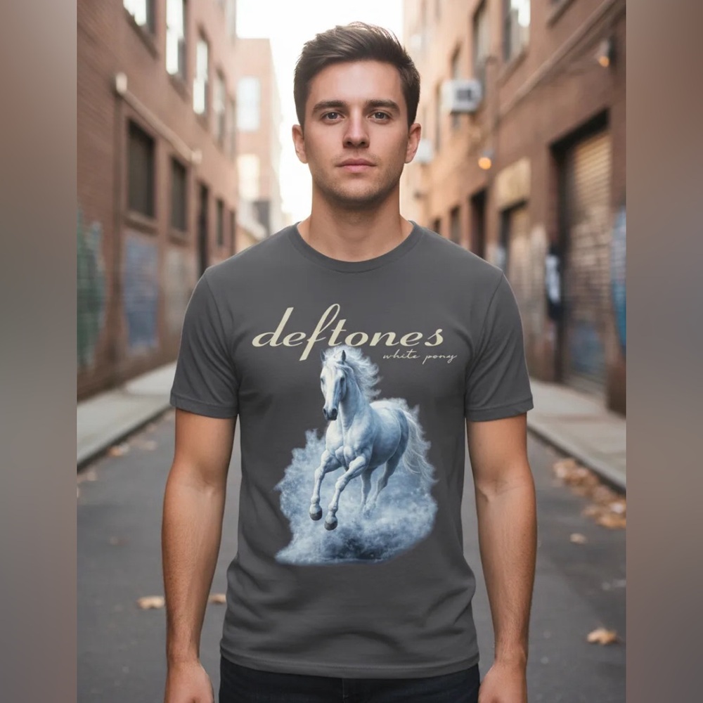 Deftones Men Woman Tee T-Shirt White Pony Cotton Short-Sleeve Crew-Neck TShirt